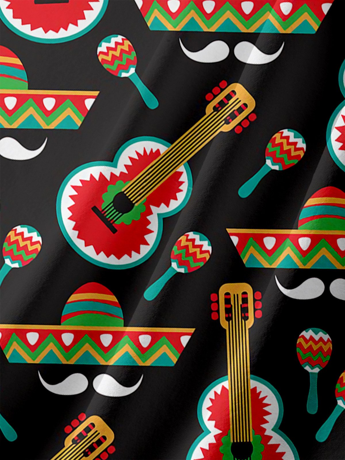 Guitar Cinco De Mayo Chest Pocket Short Sleeve Shirt