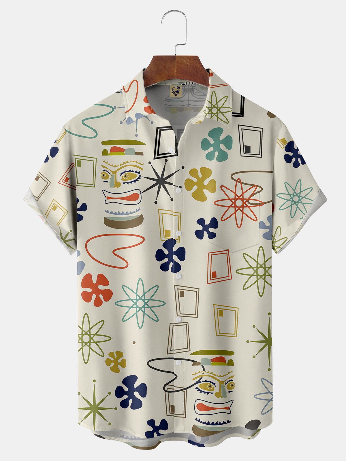 Art Print Chest Pocket Short Sleeve Shirt