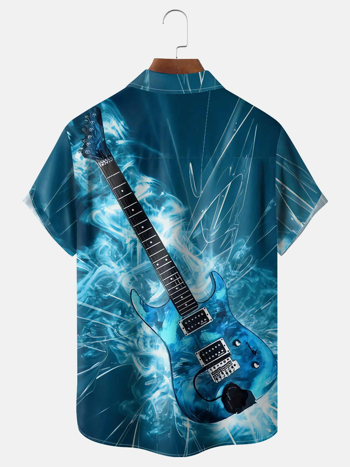 Guitar Chest Pocket Short Sleeve Casual Shirt