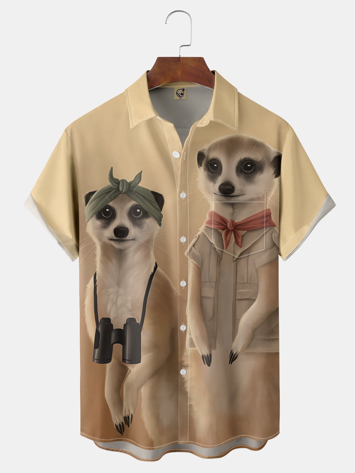 Meerkats Chest Pocket Short Sleeve Casual Shirt