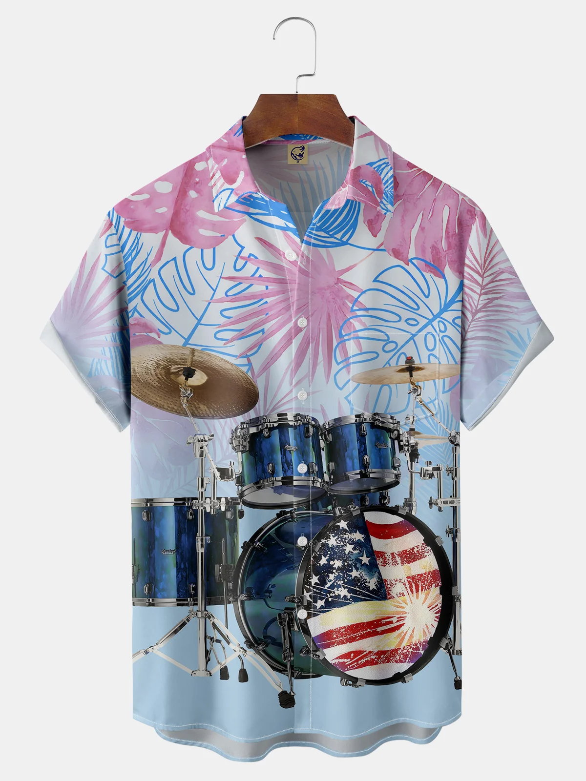 Hawaiian Music Chest Pocket Short Sleeve Shirt