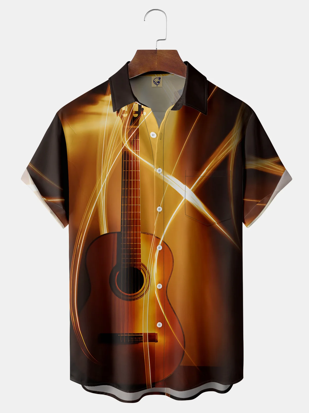 Guitar Chest Pocket Short Sleeve Casual Shirt