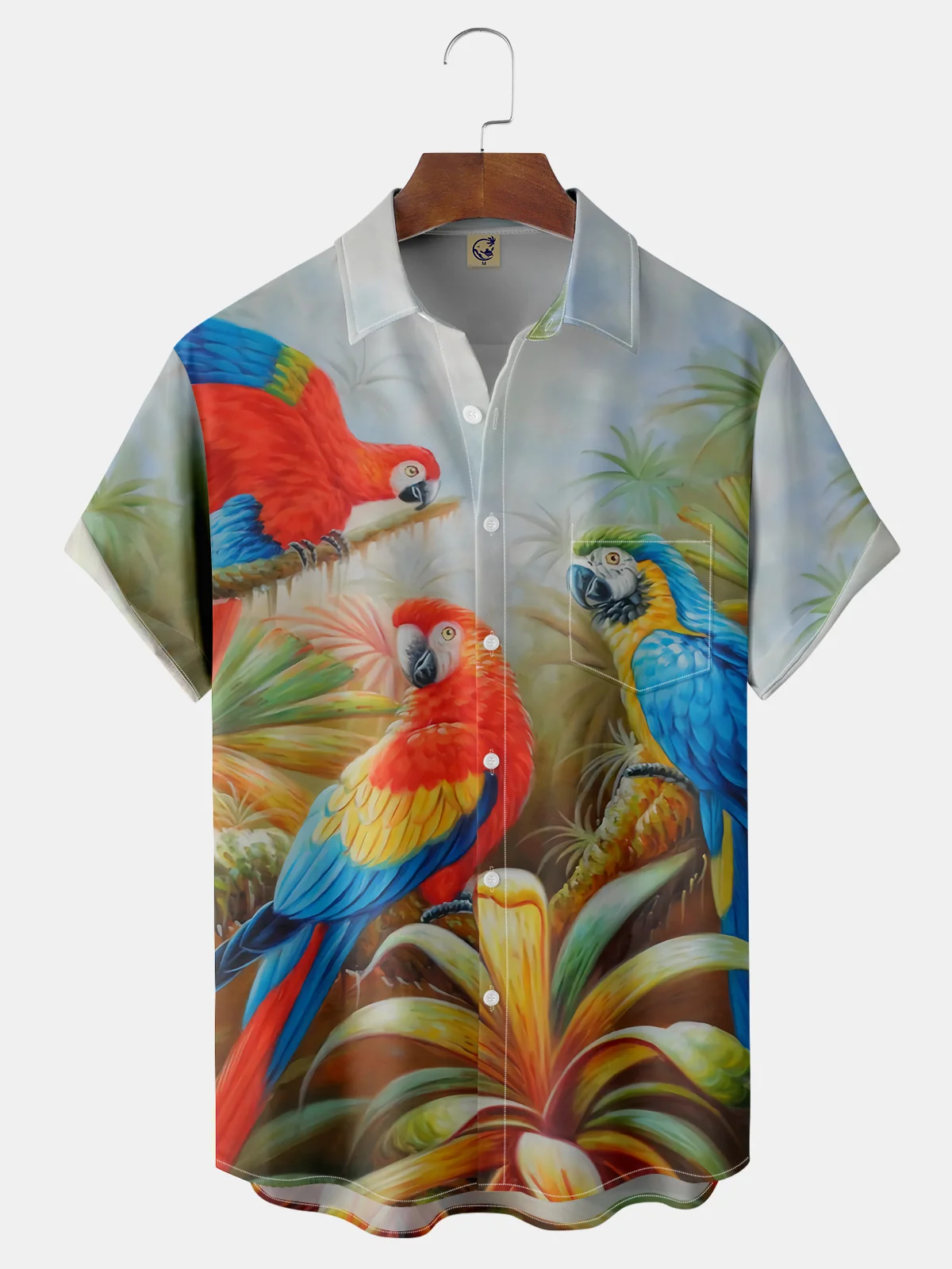 Animal Chest Pocket Short Sleeve Hawaiian Shirt