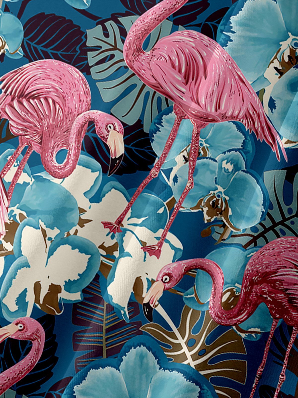 Flamingo Chest Pocket Short Sleeve Shirt