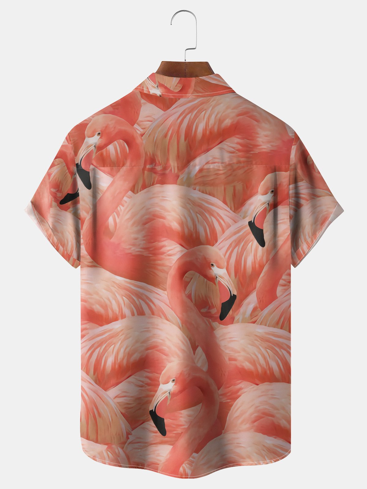 Flamingo Chest Pocket Short Sleeve Hawaiian Shirt