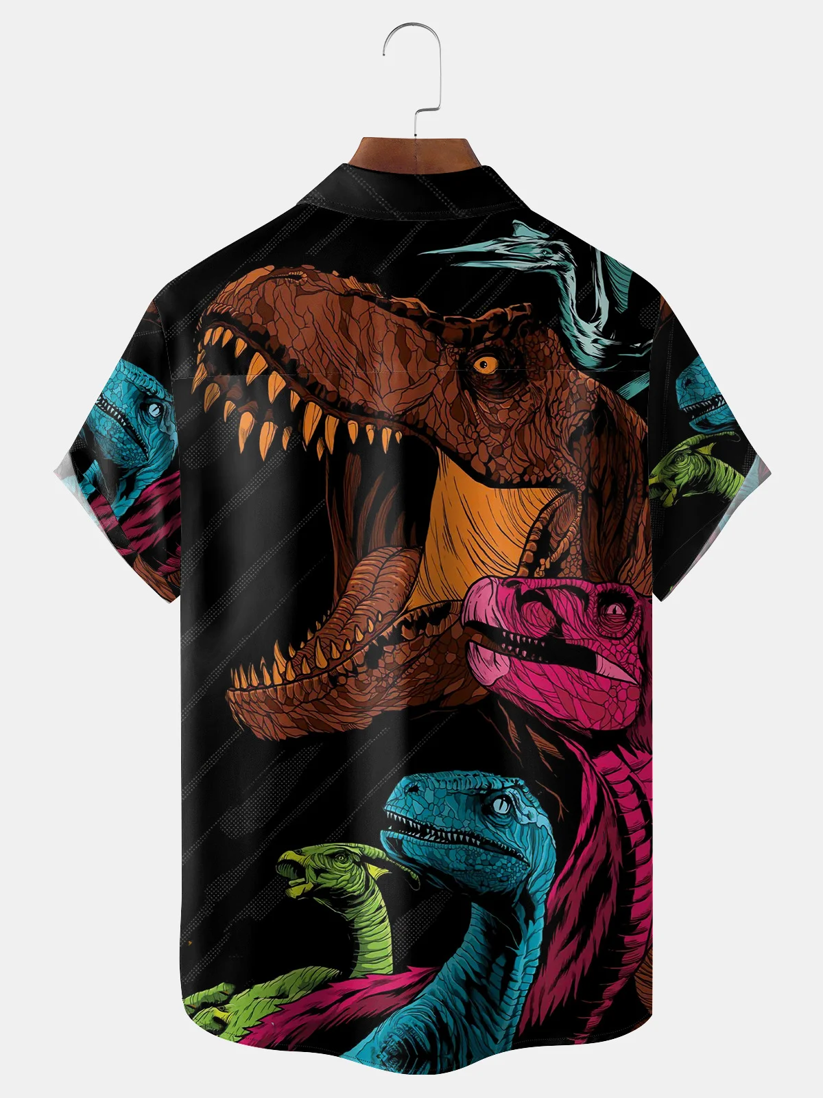 Dinosaurs Chest Pocket Short Sleeve Casual Shirt