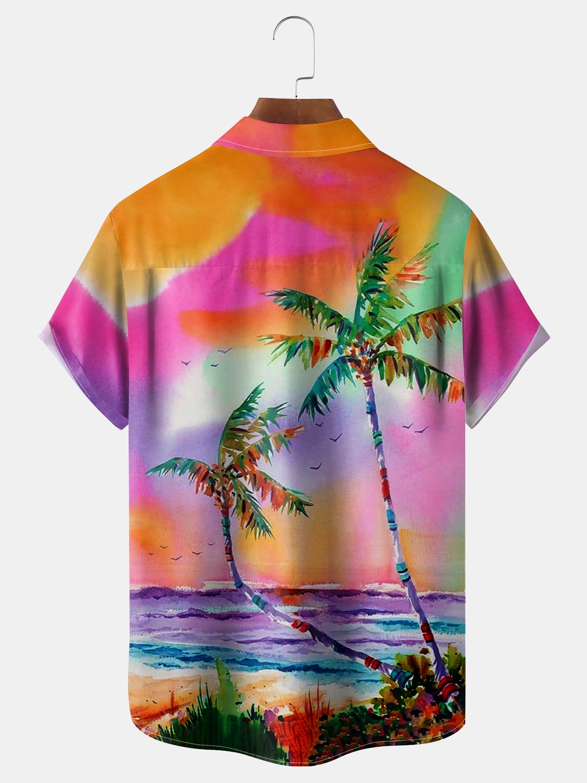Coconut Tree Chest Pocket Short Sleeve Hawaiian Shirt