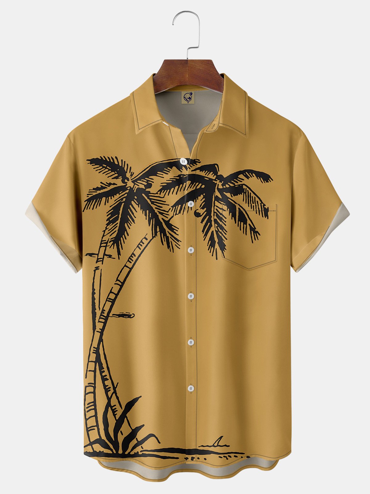 Coconut Tree Chest Pocket Short Sleeve Shirt