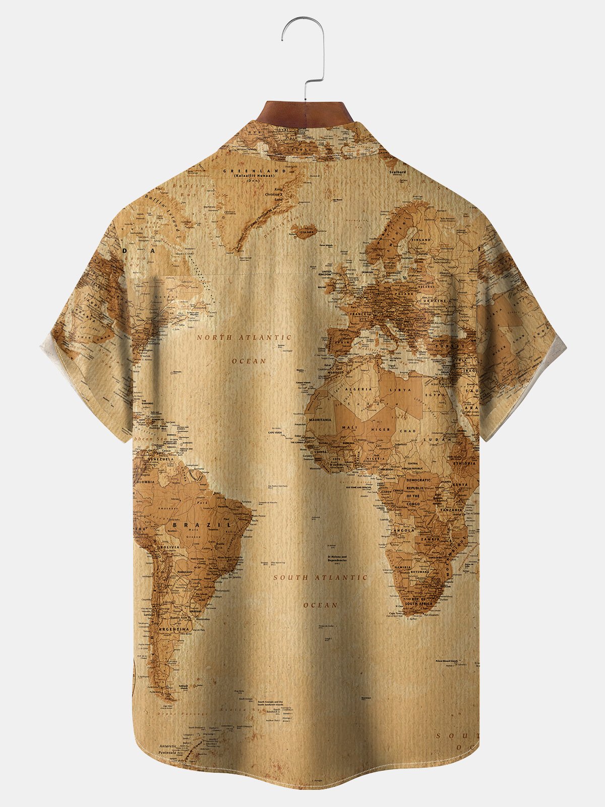 Vintage Map Chest Pocket Short Sleeve Shirt
