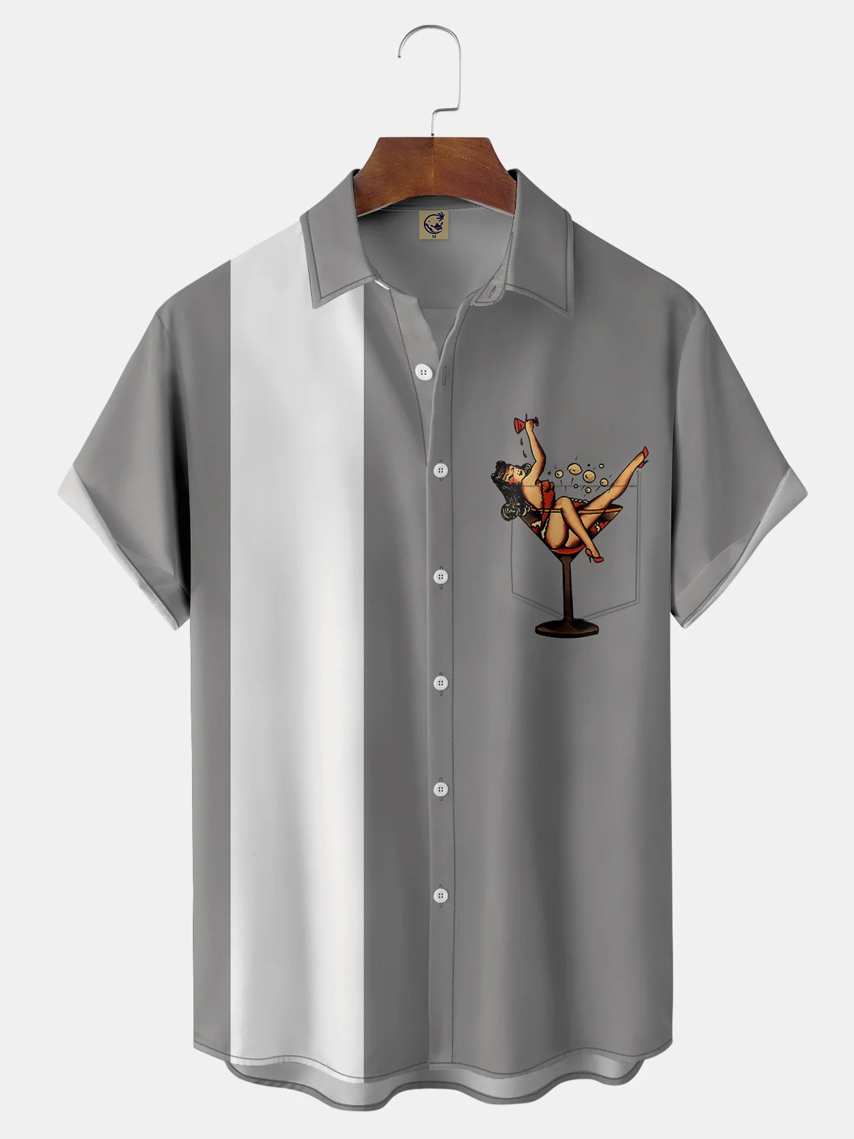 Wineglass Belle Chest Pocket Short Sleeve Shirt