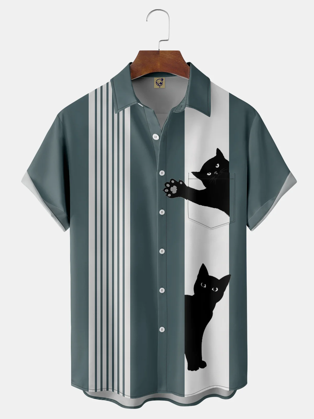 Hardaddy Cat Chest Pocket Short Sleeve Bowling Shirt