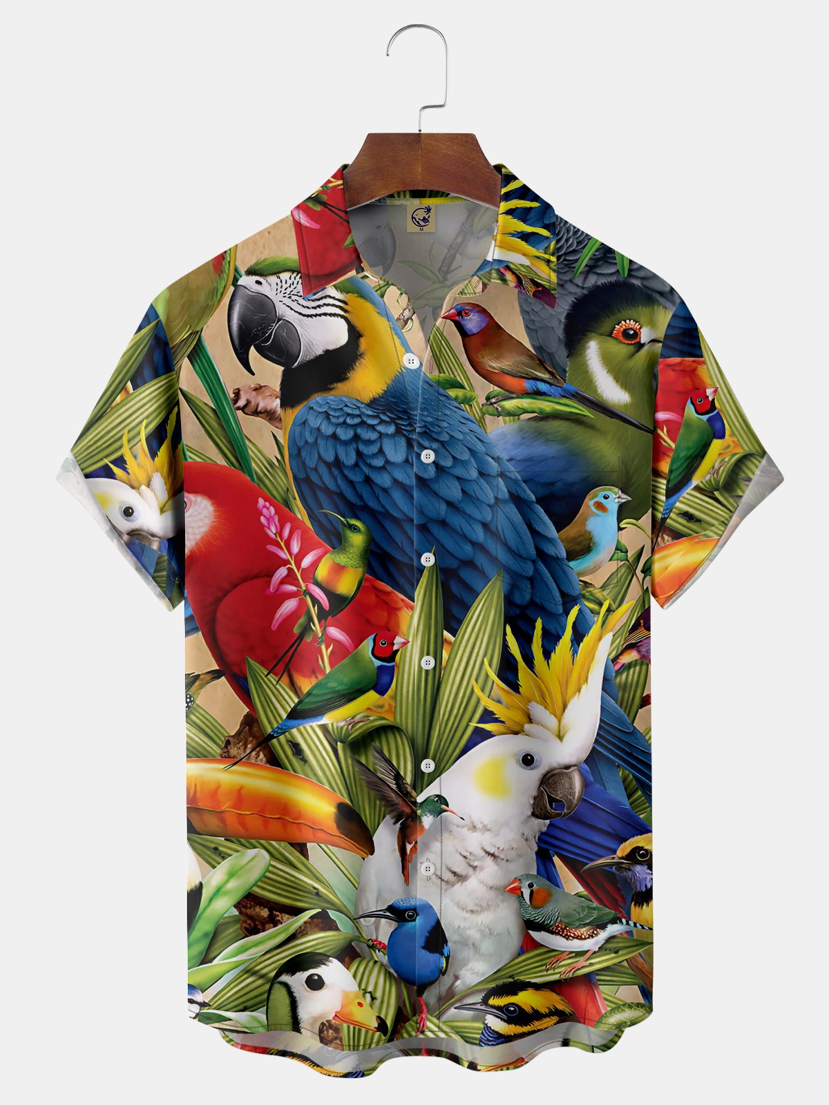 Parrot Chest Pocket Short Sleeve Hawaiian Shirt