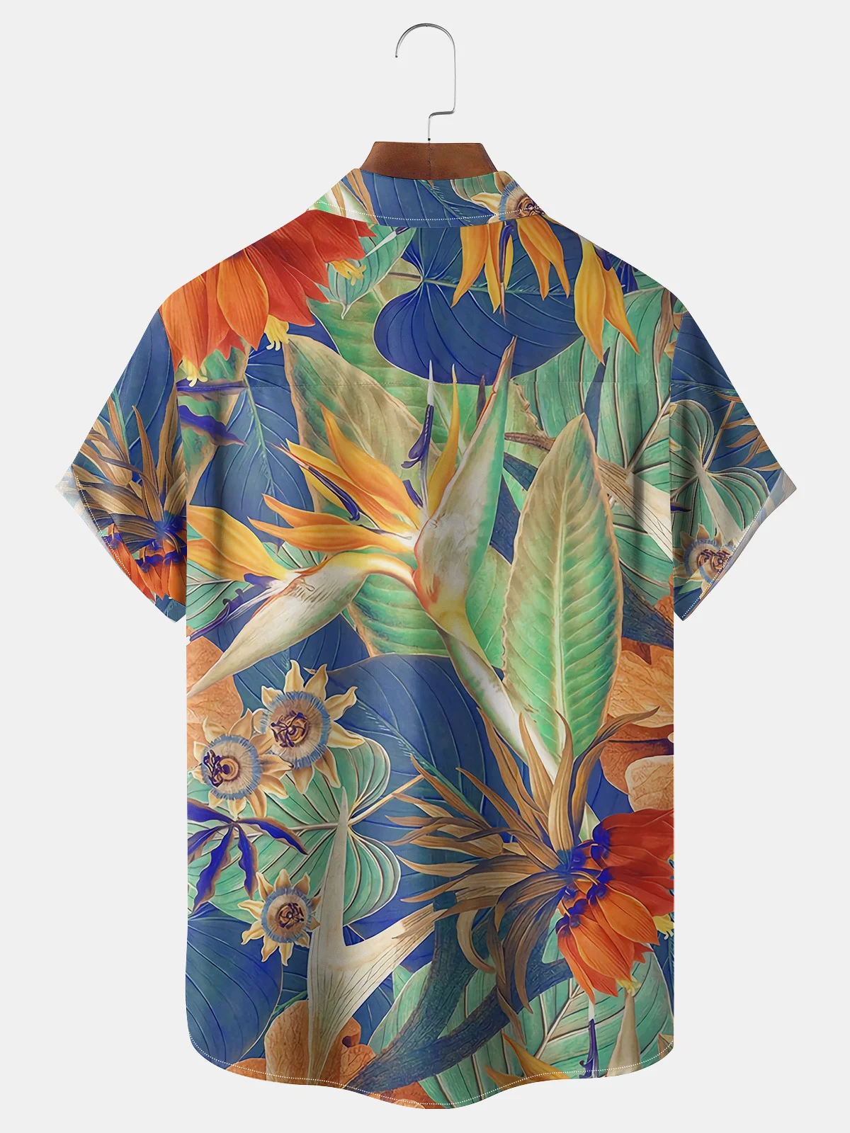 Tropical Plants Chest Pocket Short Sleeve Hawaiian Shirt