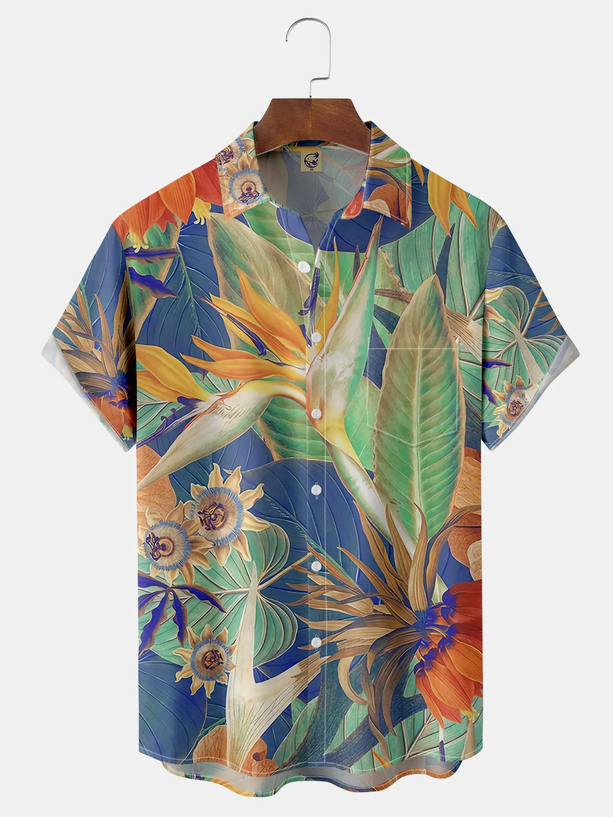 Tropical Plants Chest Pocket Short Sleeve Hawaiian Shirt