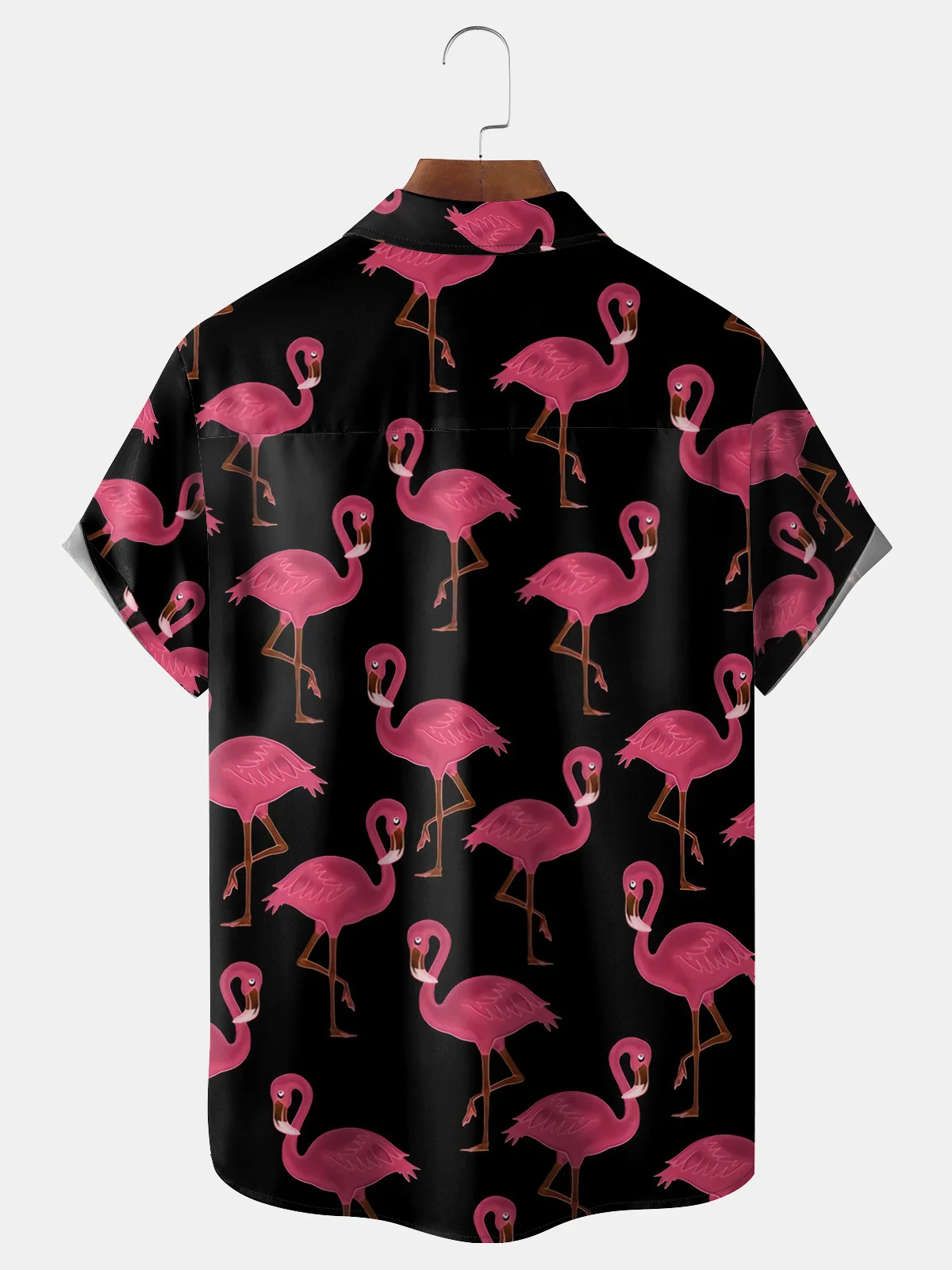 Flamingo Chest Pocket Short Sleeve Hawaiian Shirt