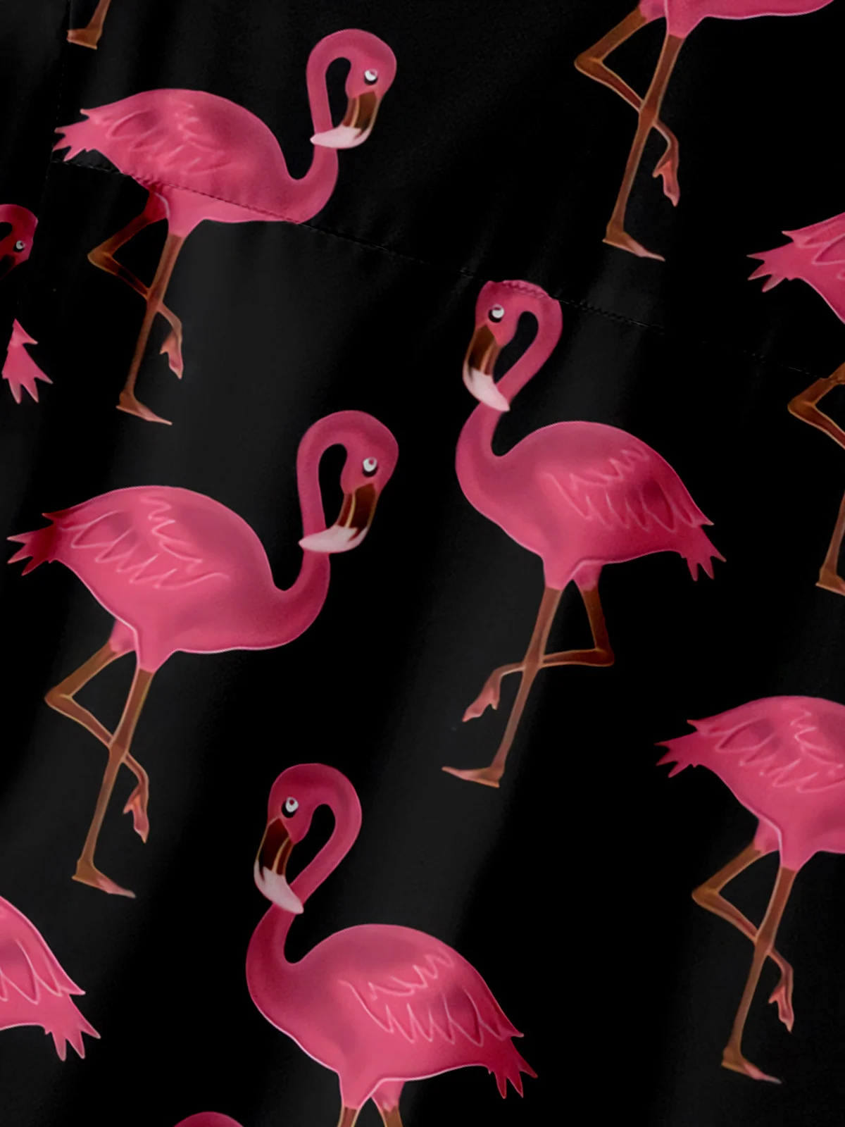 Flamingo Chest Pocket Short Sleeve Hawaiian Shirt