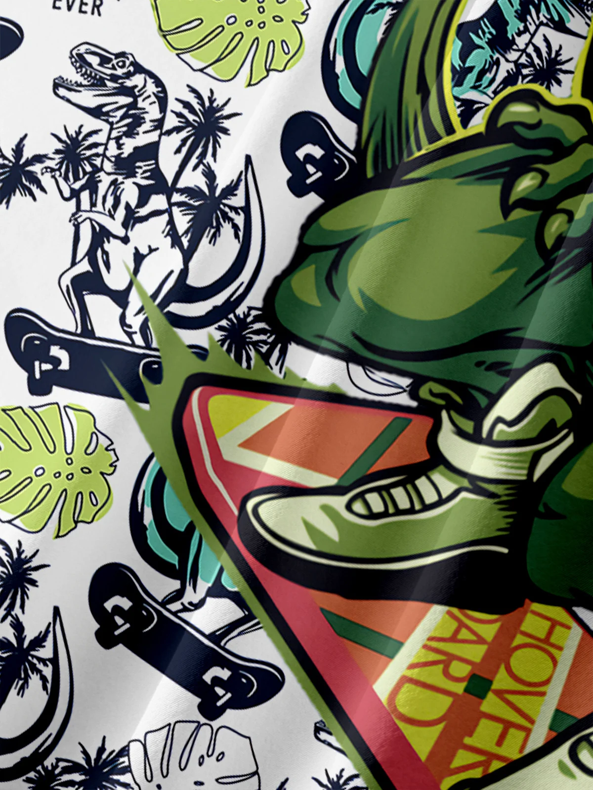 Dinosaur Chest Pocket Short Sleeve Hawaiian Shirt