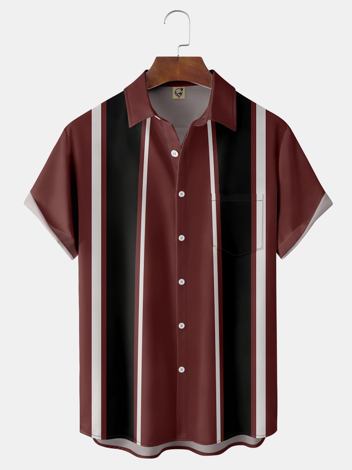 Stripe Chest Pocket Short Sleeve Bowling Shirt