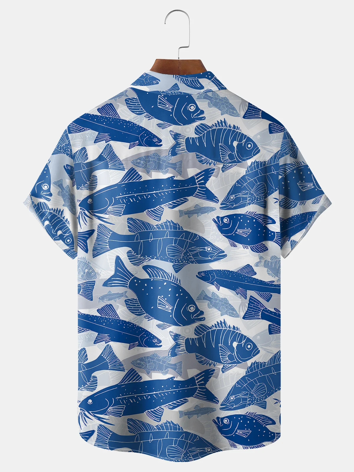 Fish Chest Pocket Short Sleeve Hawaiian Shirt