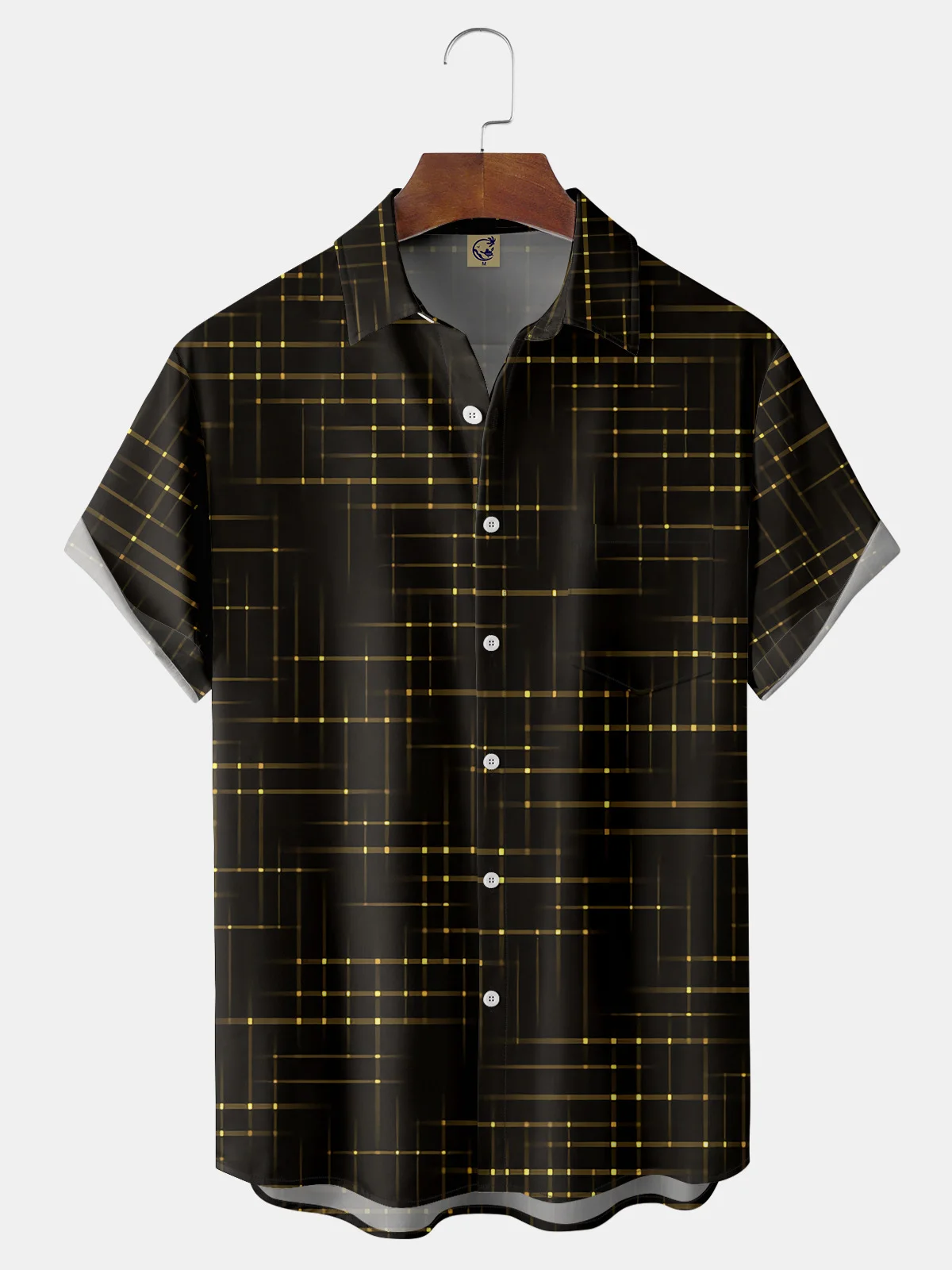 3D Lines Chest Pocket Short Sleeve Casual Shirt