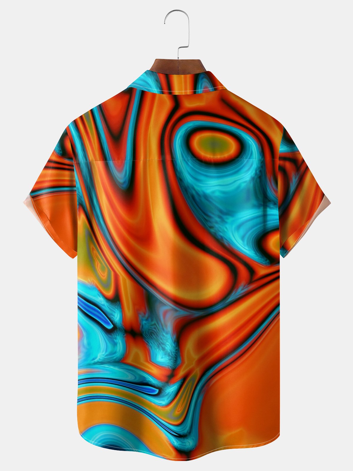 Gradient Pattern Chest Pocket Short Sleeve Casual Shirt