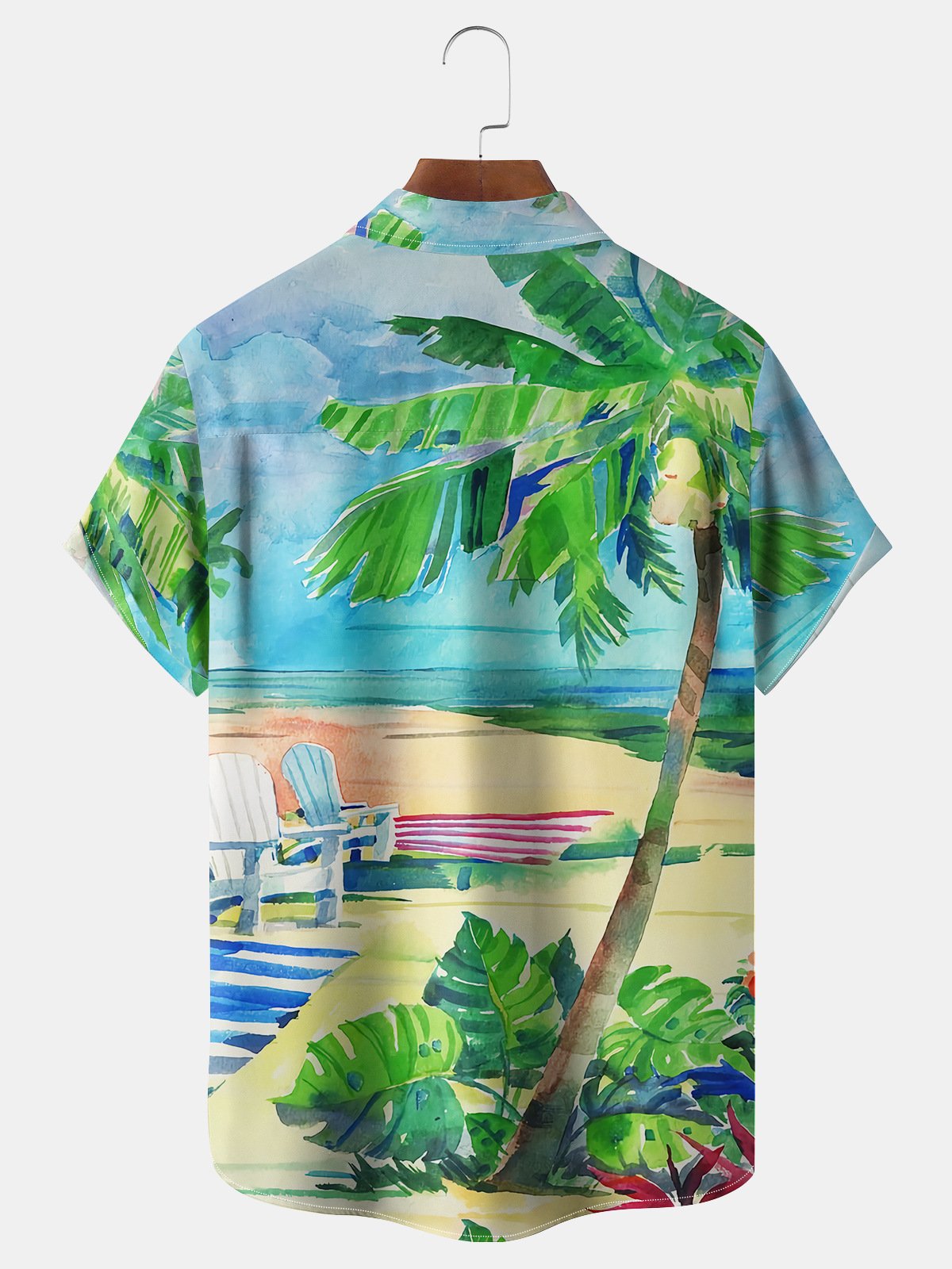 Coconut Tree Chest Pocket Short Sleeve Hawaiian Shirt