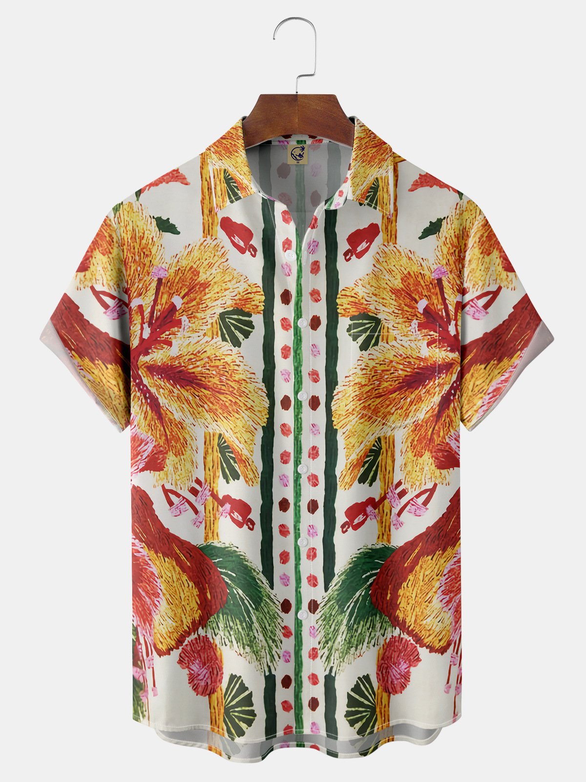 Art Flowers Chest Pocket Short Sleeve Funky Shirt