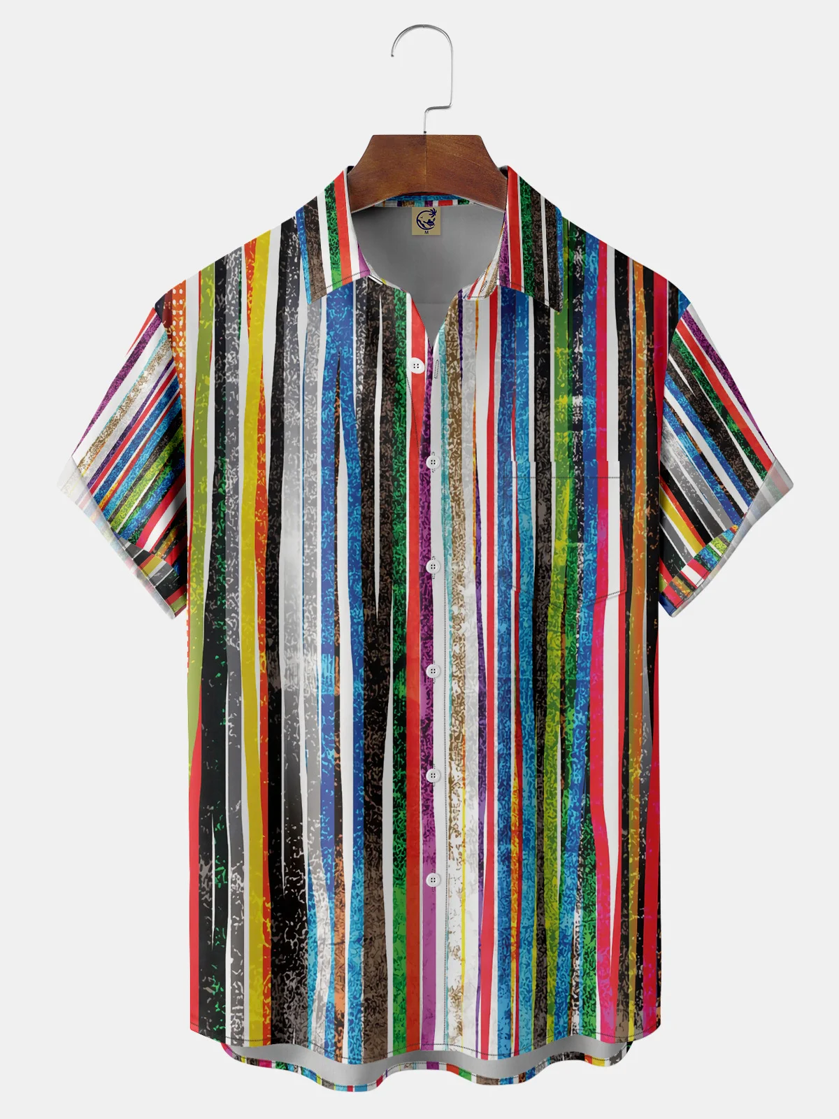 Striped Chest Pocket Short Sleeve Casual Shirt