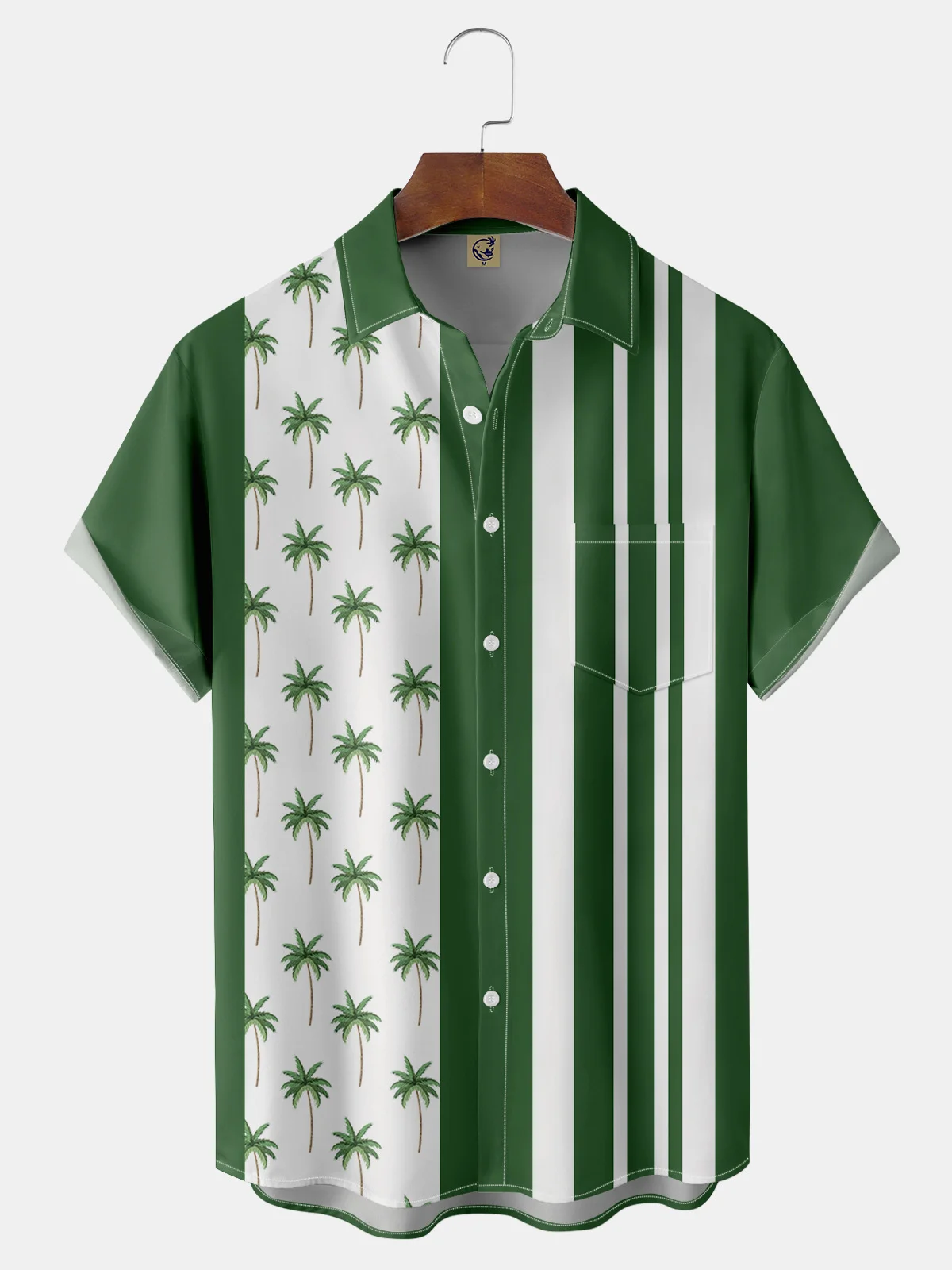 Coconut Tree Chest Pocket Short Sleeve Hawaiian Shirt