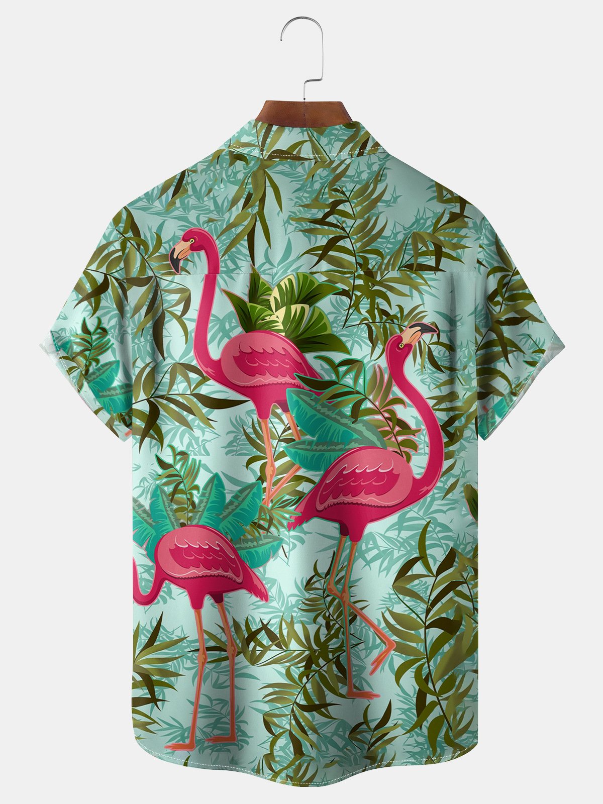 Flamingo Chest Pocket Short Sleeve Hawaiian Shirt