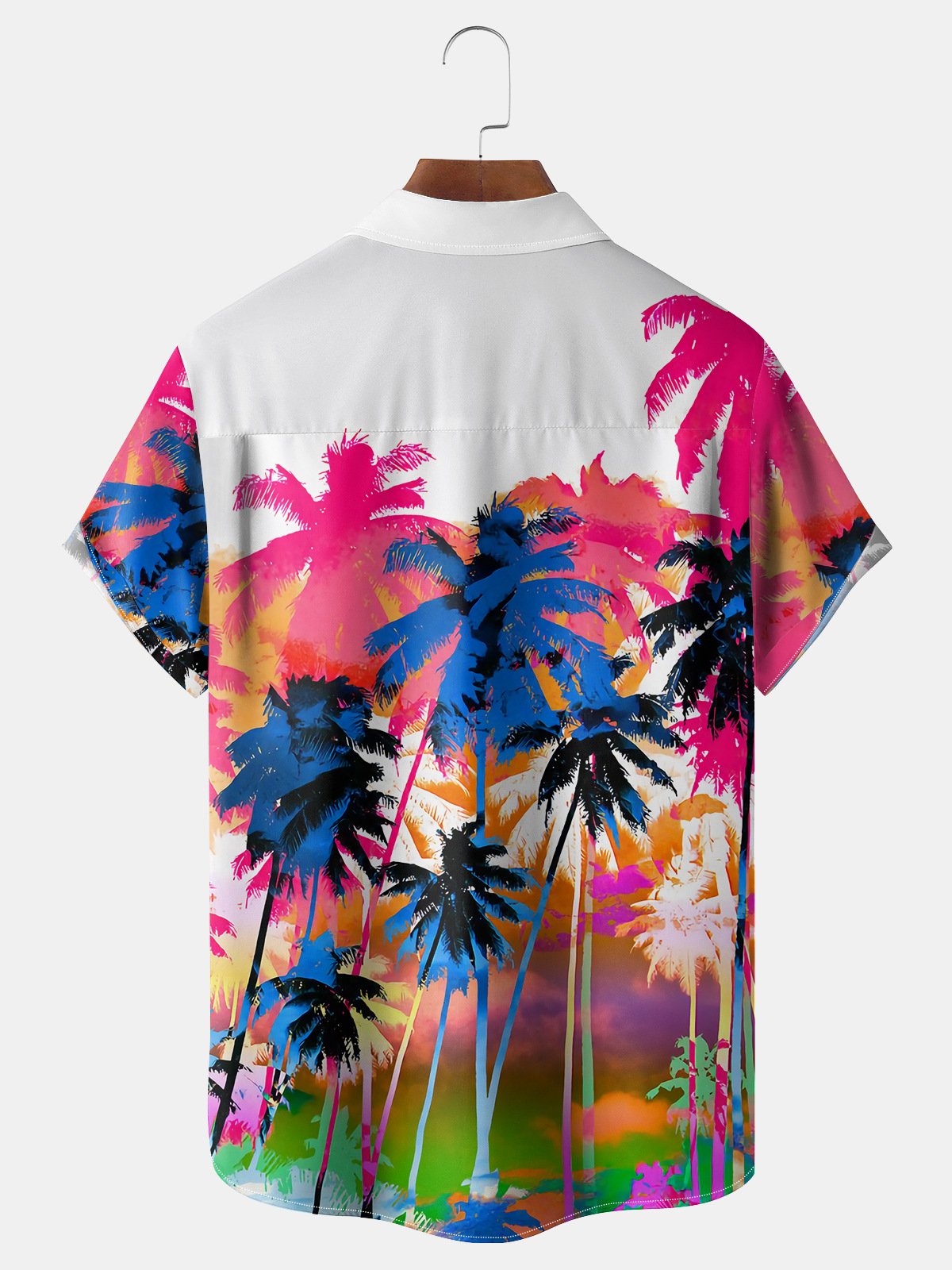 Coconut Tree Chest Pocket Short Sleeve Hawaiian Shirt