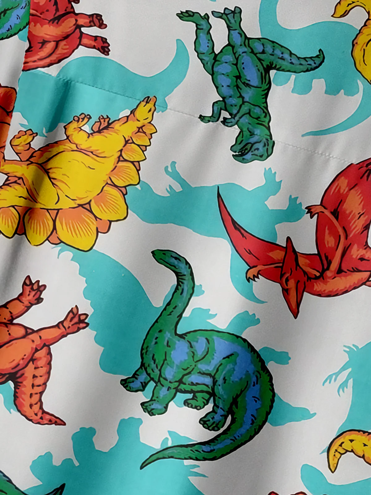 Animal Dinosaur Chest Pocket Short Sleeve Hawaiian Shirt