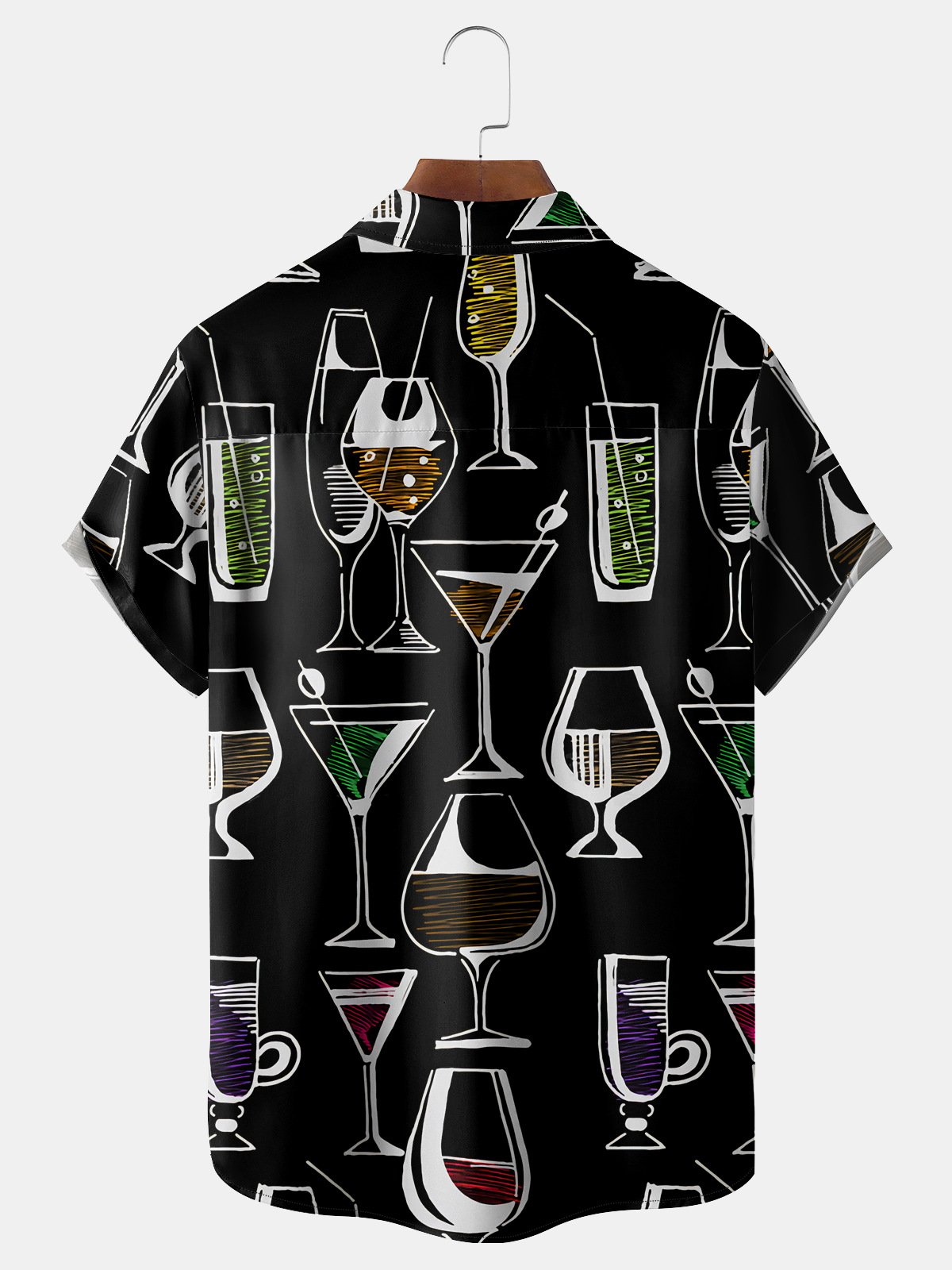 Cocktail Chest Pocket Short Sleeve Hawaiian Shirt