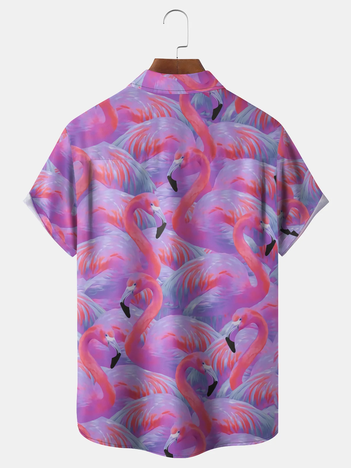 Ombre Flamingo Chest Pocket Short Sleeve Hawaiian Shirt