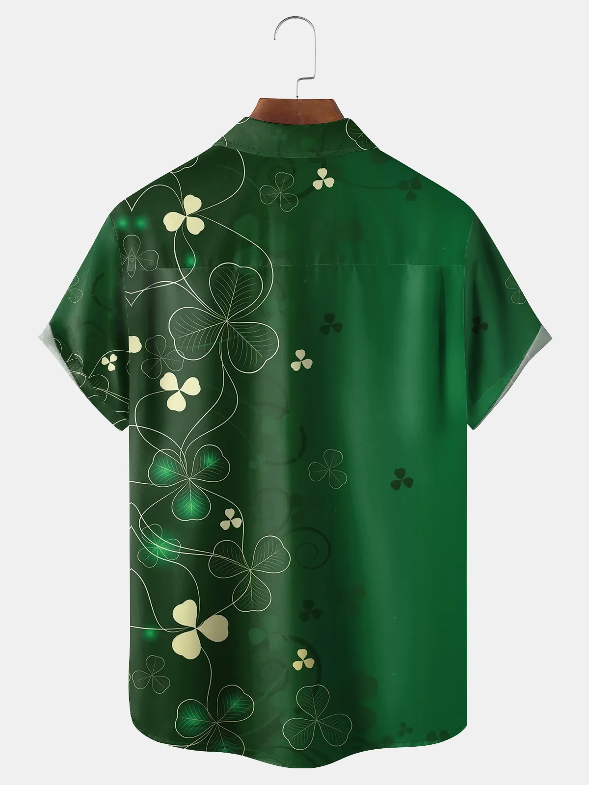 St. Patrick's Day Shamrock Chest Pocket Short Sleeve Casual Shirt