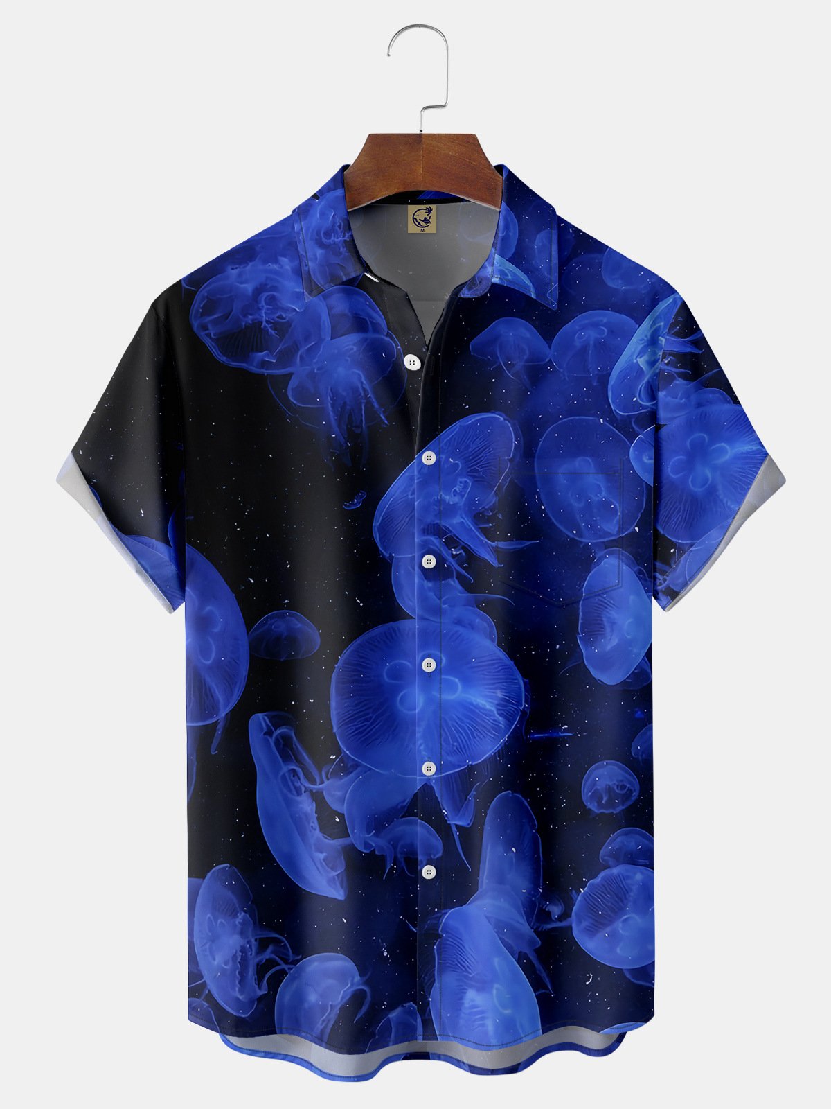 Jellyfish Chest Pocket Short Sleeve Hawaiian Shirt