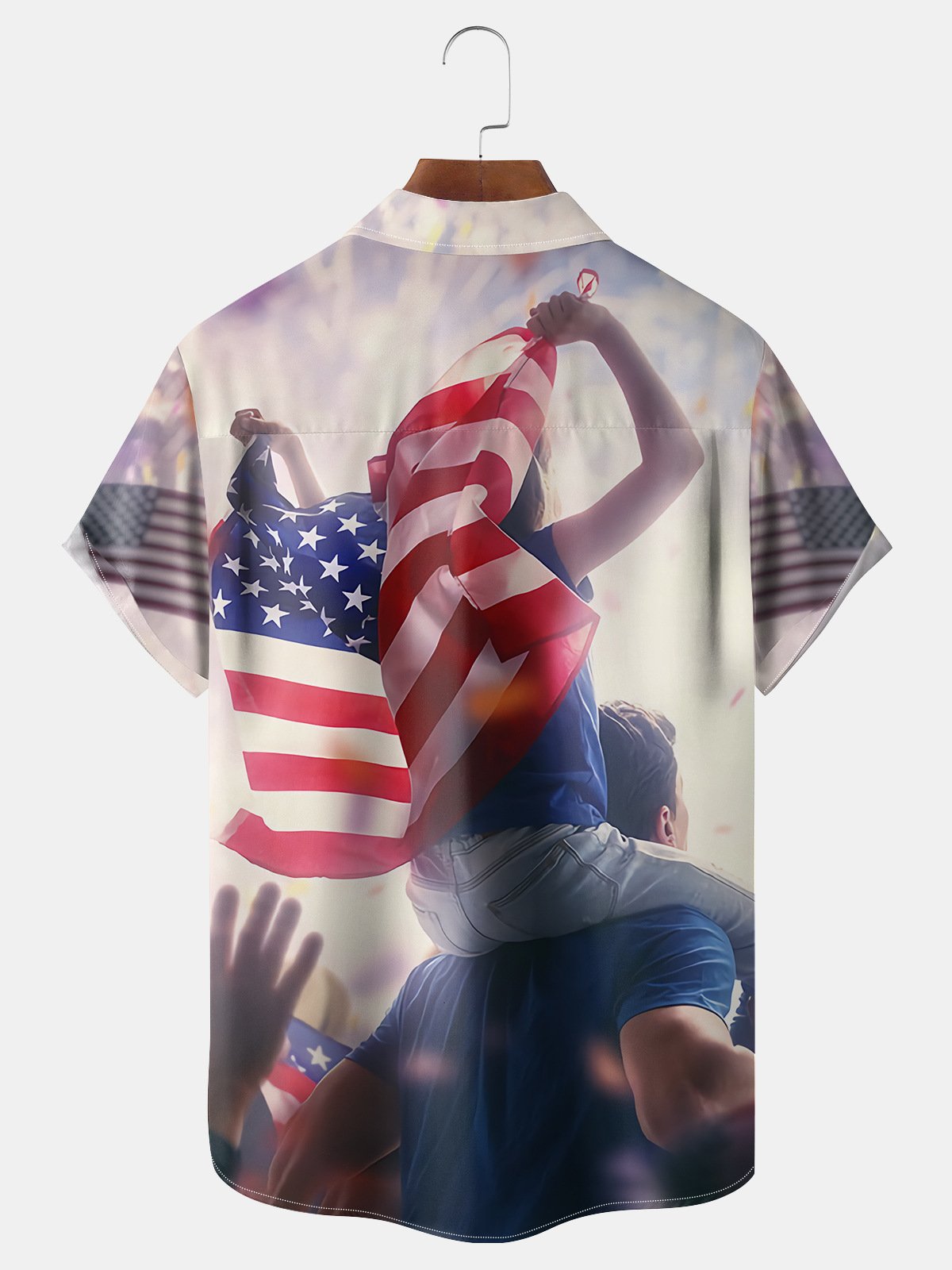 American Flag Chest Pocket Short Sleeve Casual Shirt