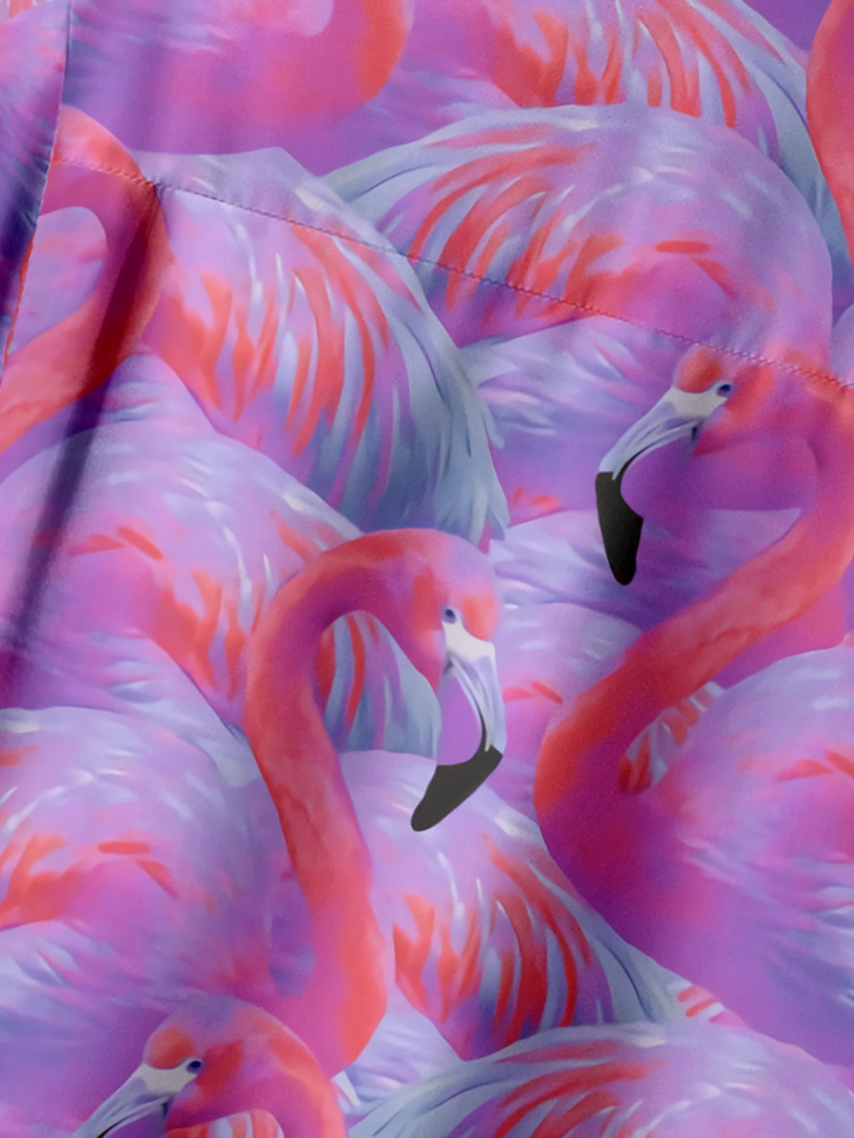 Ombre Flamingo Chest Pocket Short Sleeve Hawaiian Shirt