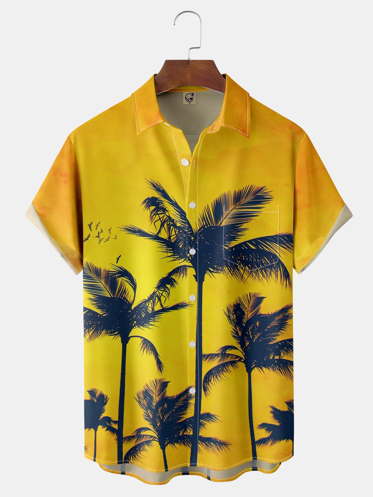Coconut Tree Chest Pocket Short Sleeve Hawaiian Shirt