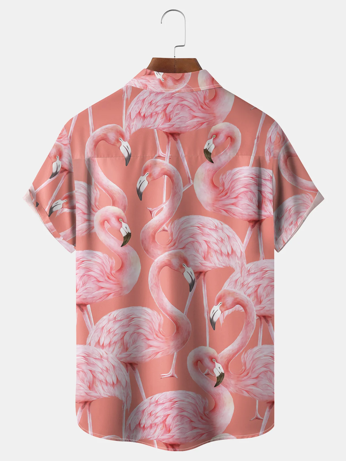 Flamingo Chest Pocket Short Sleeve Hawaiian Shirt