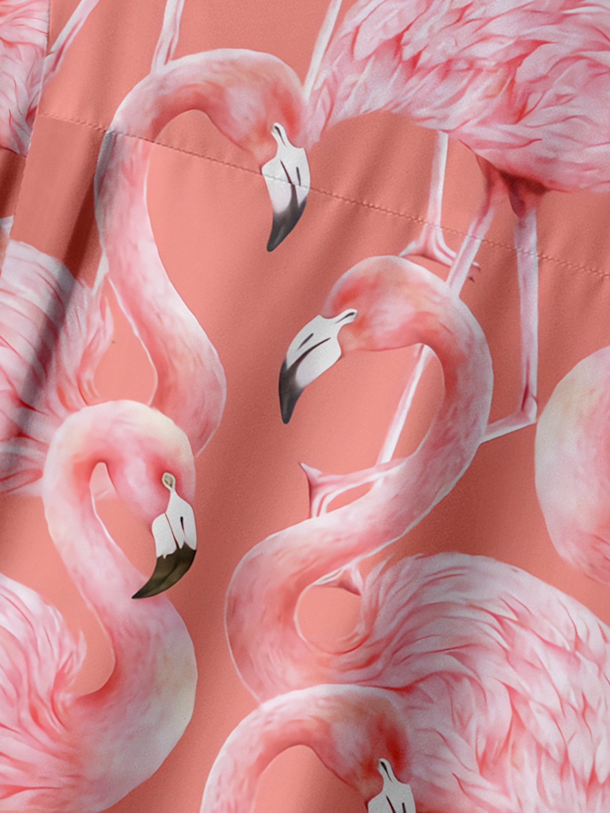 Flamingo Chest Pocket Short Sleeve Hawaiian Shirt