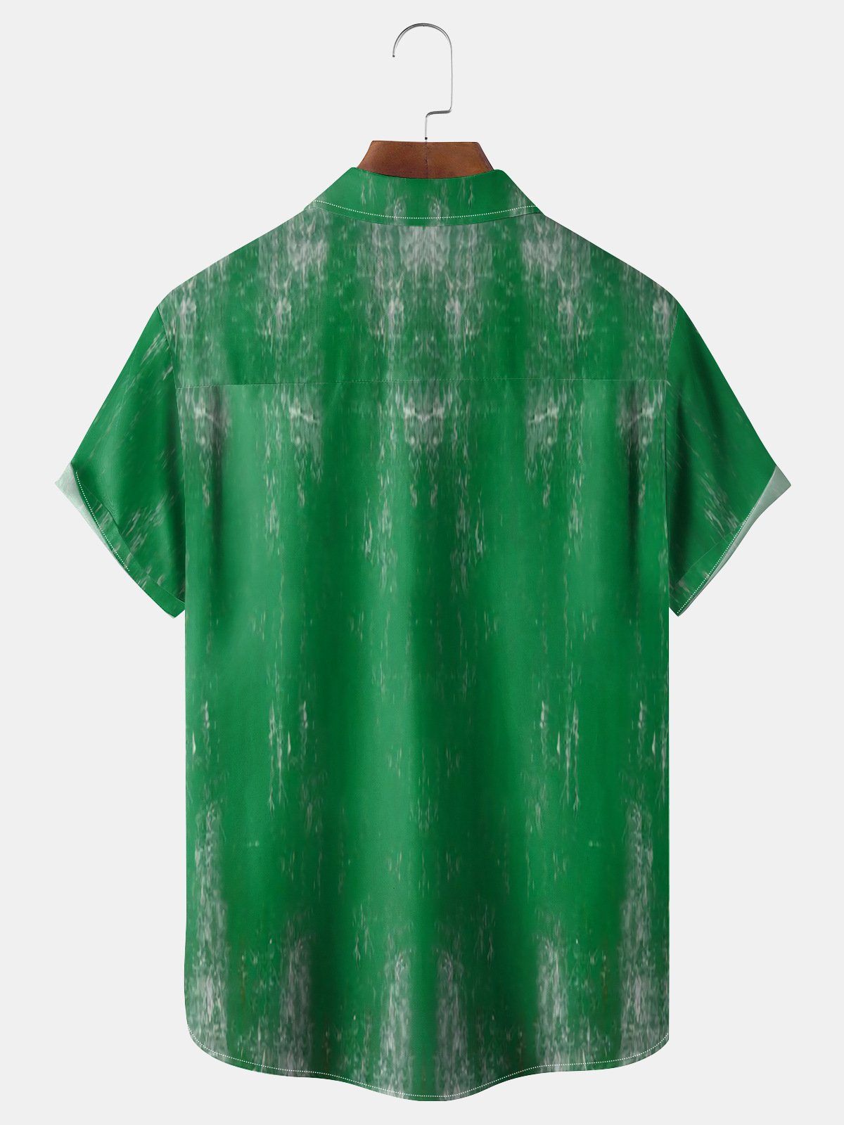 St Patricks Day Clover Chest Pocket Short Sleeve Bowling Shirt