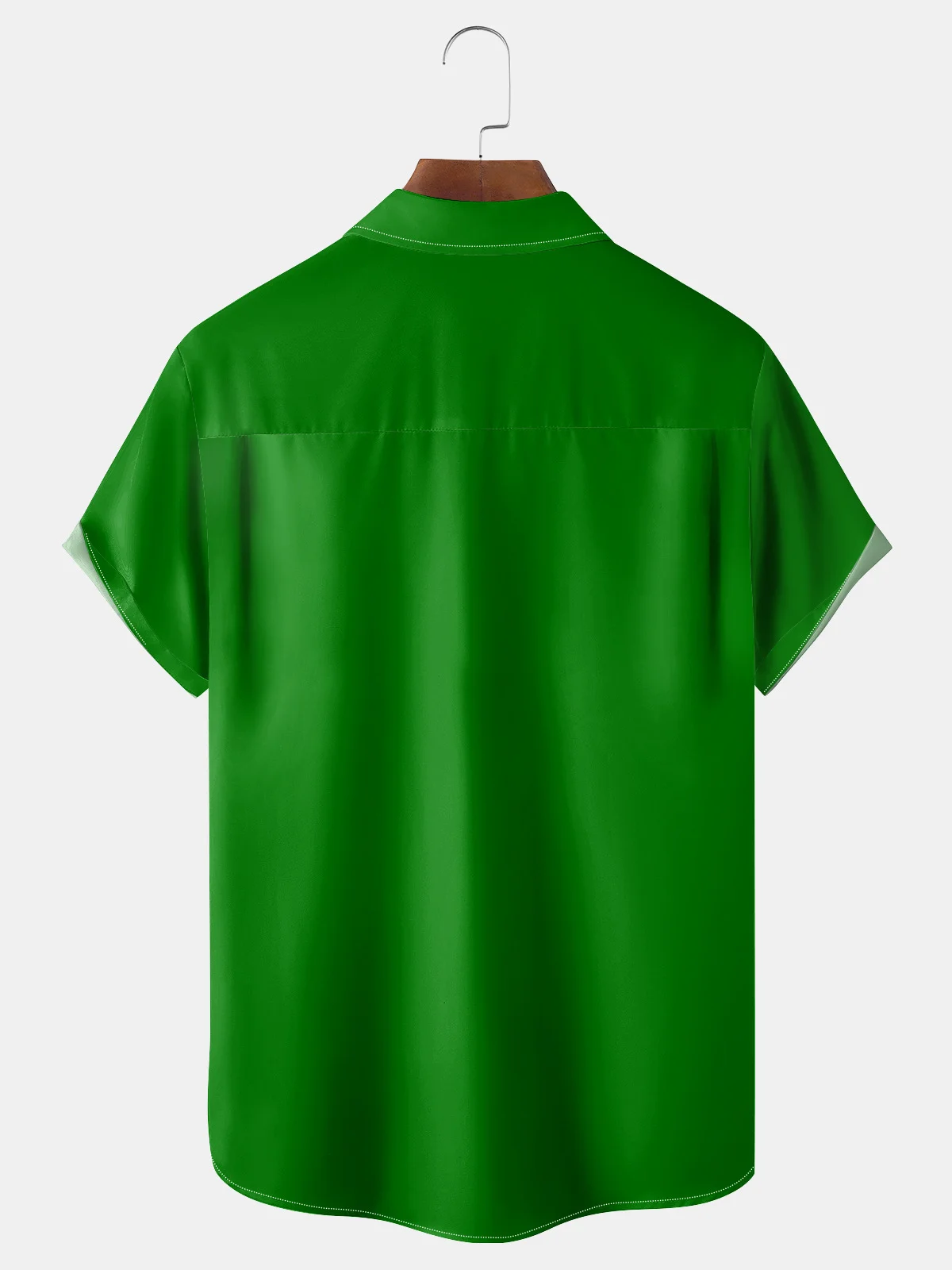 St. Patrick's Day Clover Chest Pocket Short Sleeve Bowling Shirt