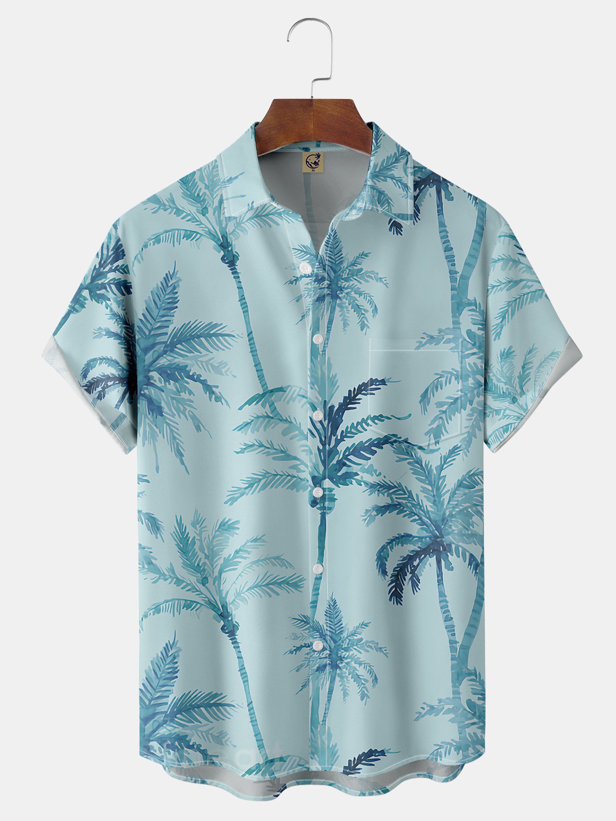 Coconut Tree Chest Pocket Short Sleeve Hawaiian Shirt