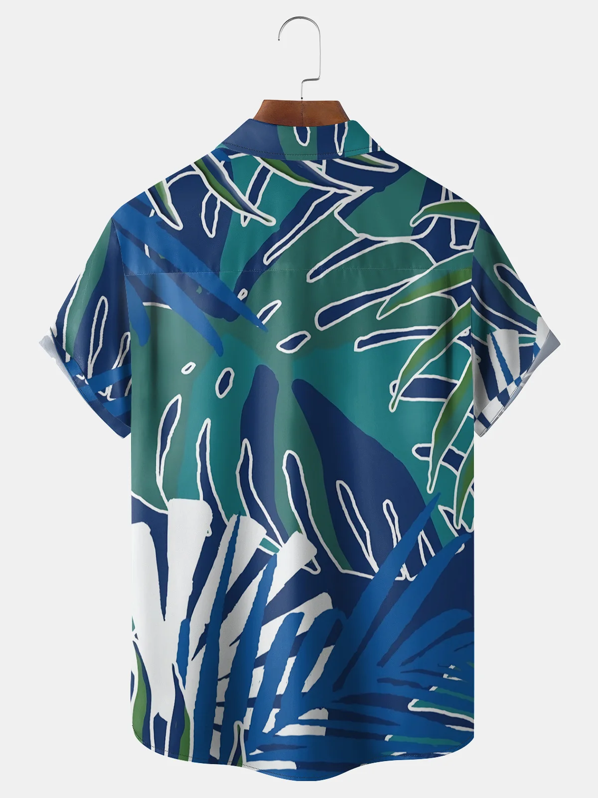 Leaves Chest Pocket Short Sleeve Hawaiian Shirt