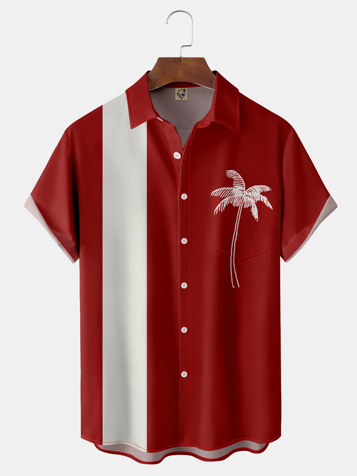 Coconut Tree Chest Pocket Short Sleeve Bowling Shirt