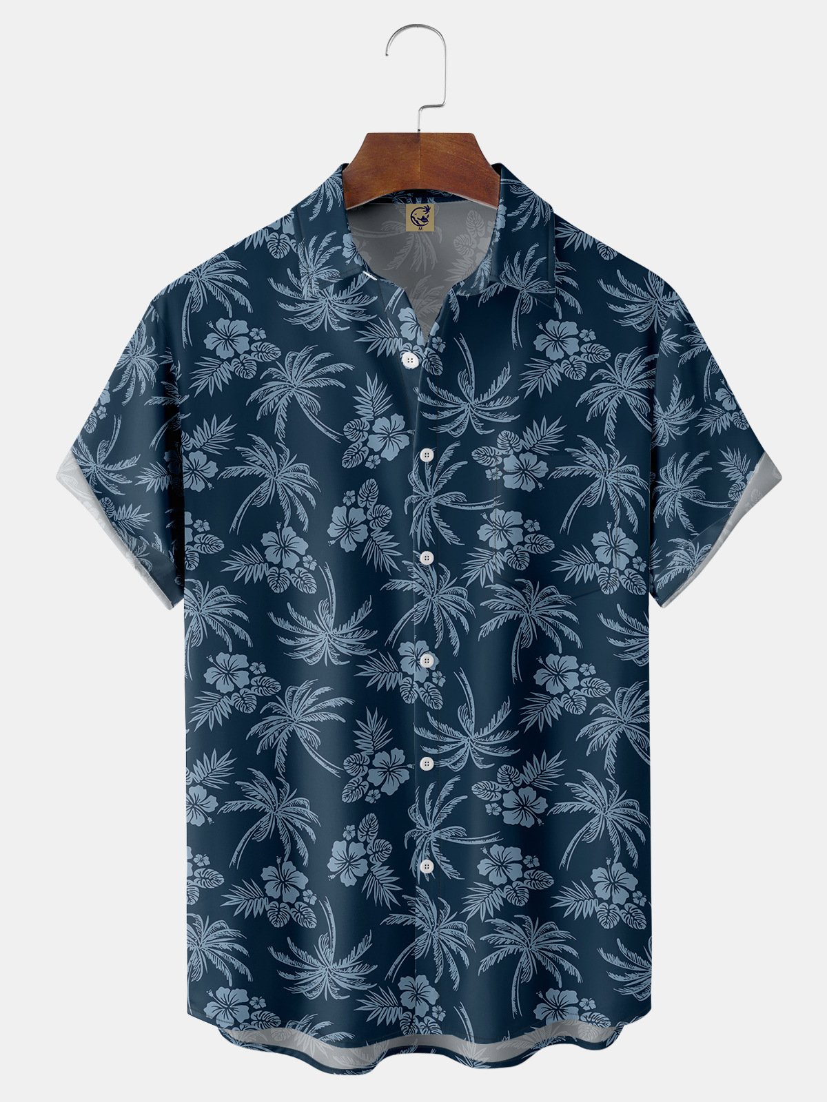 Coconut Tree Chest Pocket Short Sleeve Hawaiian Shirt