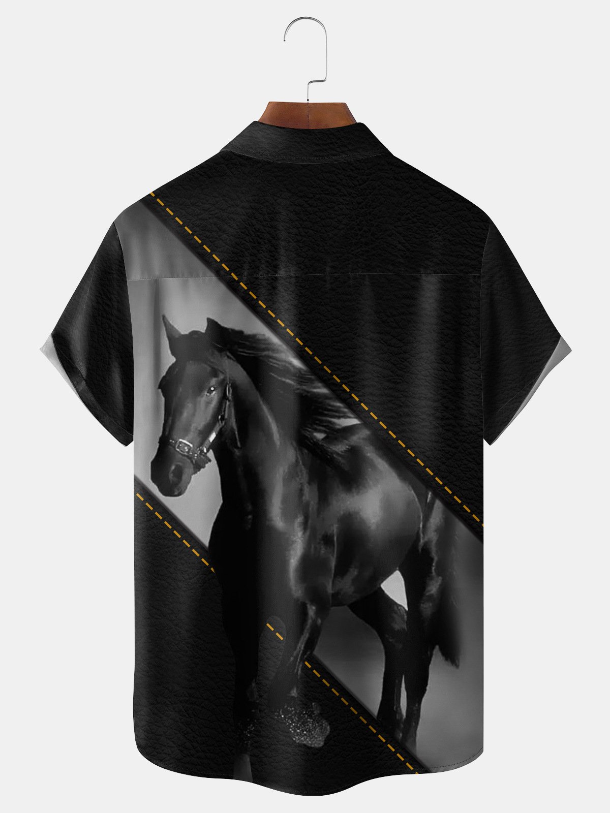 Men's Kentucky Derby Attire Horse Chest Pocket Short Sleeve Casual Shirt