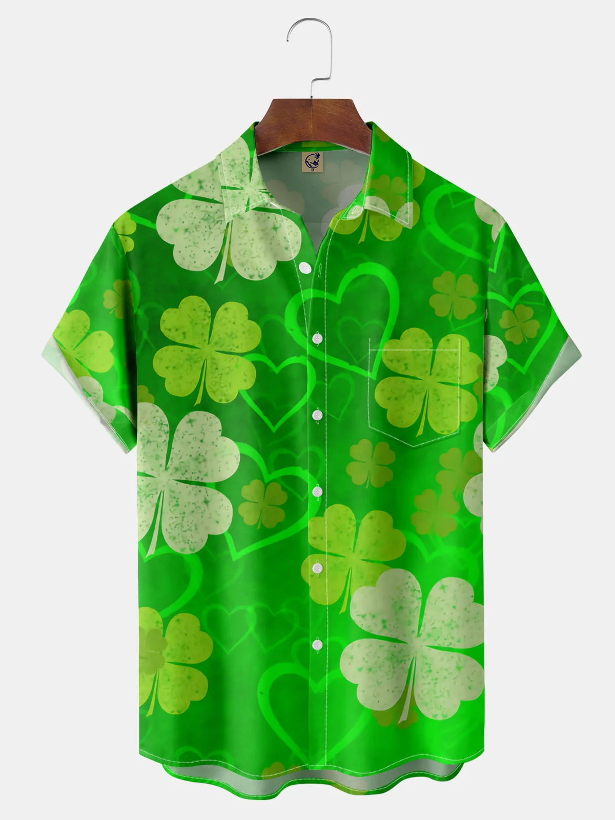 St. Patrick's Day Chest Pocket Short Sleeve Casual Shirt