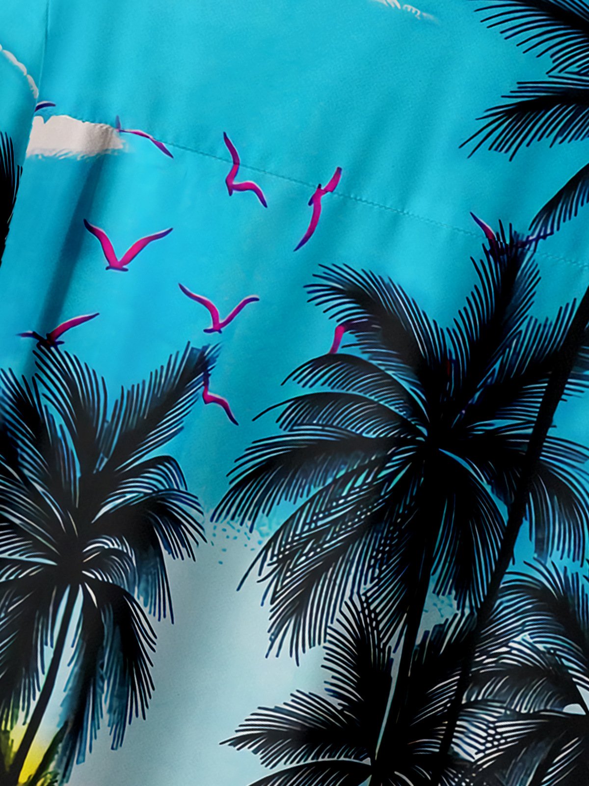 Coconut Tree Chest Pocket Short Sleeve Hawaiian Shirt